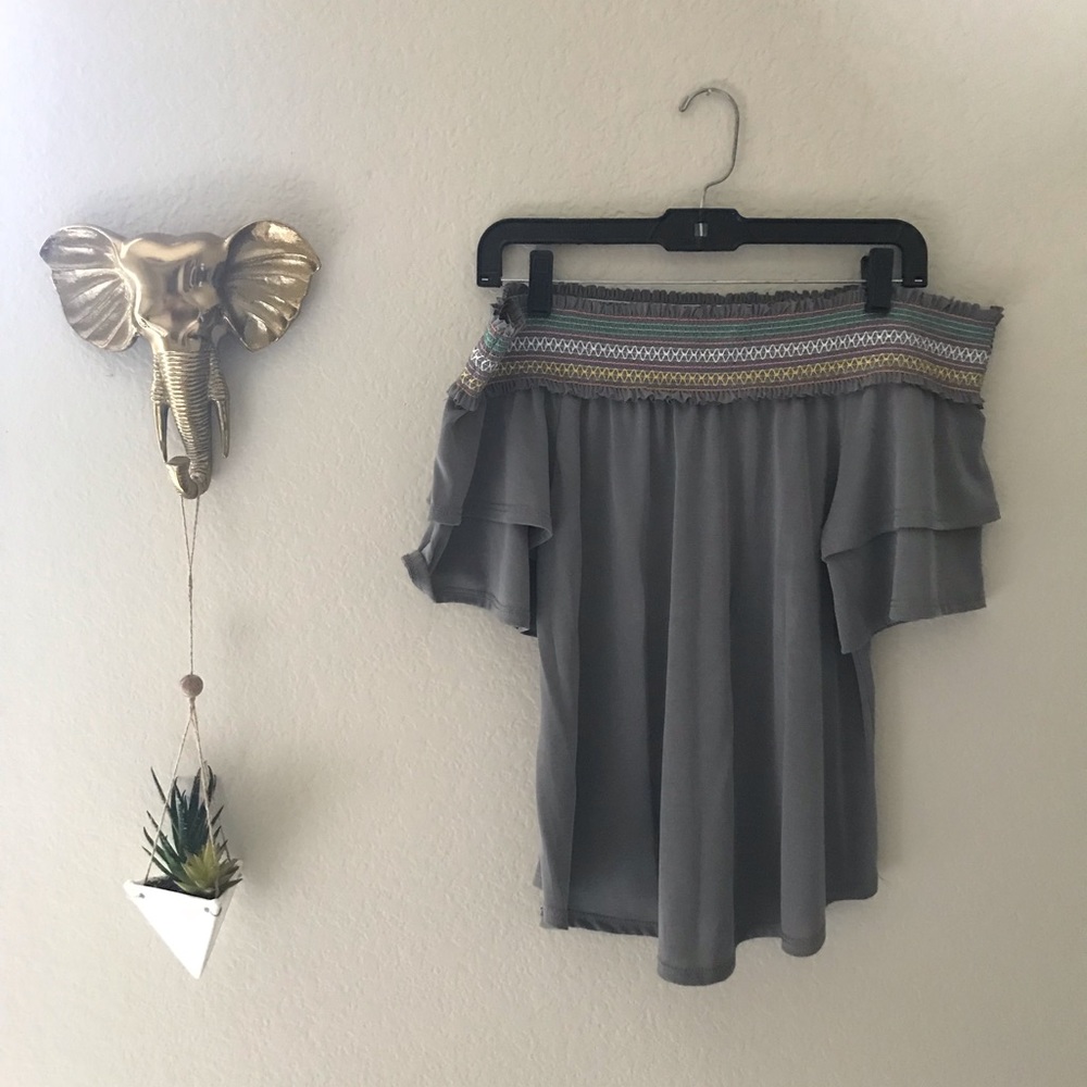 Grey off the shoulder top